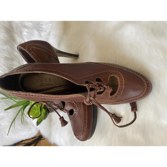 Talbots Shoes - Talbots Brown Leather Women's Heels with Lace-Up Detail Size 7.5